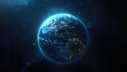 Obraz premium Global Network: A Digital Earth Illuminated