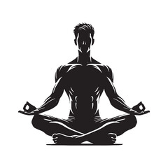 Meditative silhouette of a person for mindfulness artwork - meditation person silhouette - meditation person vector - meditation person illustration
