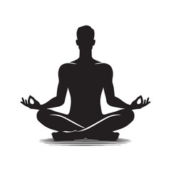 Tranquil silhouette of a person in a meditation position - meditation person silhouette - meditation person vector - meditation person illustration
