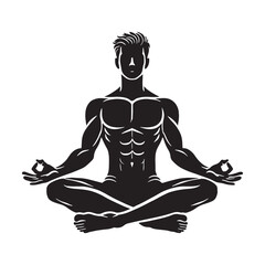 Serene silhouette of a meditating human figure - meditation person silhouette - meditation person vector - meditation person illustration
