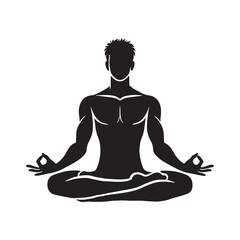 Person meditating in silhouette for relaxing designs - meditation person silhouette - meditation person vector - meditation person illustration
