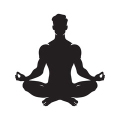 Calm meditation pose of a person captured in silhouette - meditation person silhouette - meditation person vector - meditation person illustration
