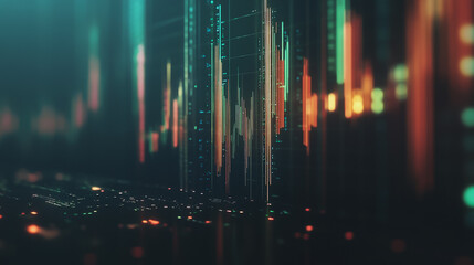 Fototapeta premium Abstract black background with Colorful charts and graphs with statistics to innovative analyze business potential and forecast future development of companies growth.