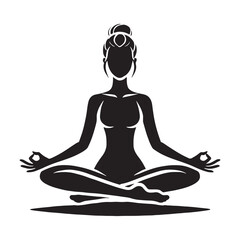 Meditation person silhouette in a peaceful pose - meditation person silhouette - meditation person vector - meditation person illustration

