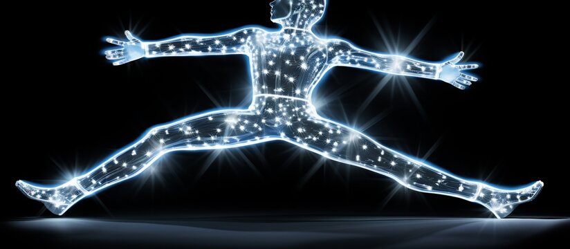 Glowing Human Figure in Dynamic Pose