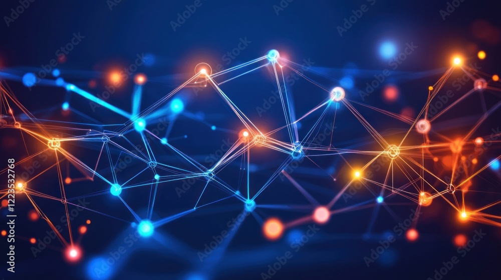 Poster abstract network connections illuminated with bright colors