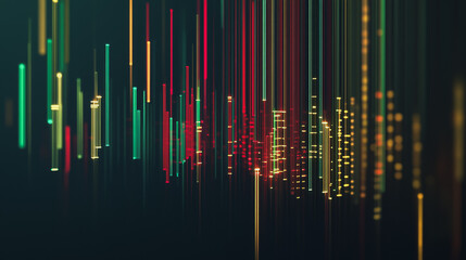 Abstract black background with Colorful charts and graphs with statistics to innovative analyze business potential and forecast future development of companies growth.