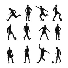 Set of Football, Soccer player silhouettes