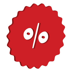 red percentage 3d symbol