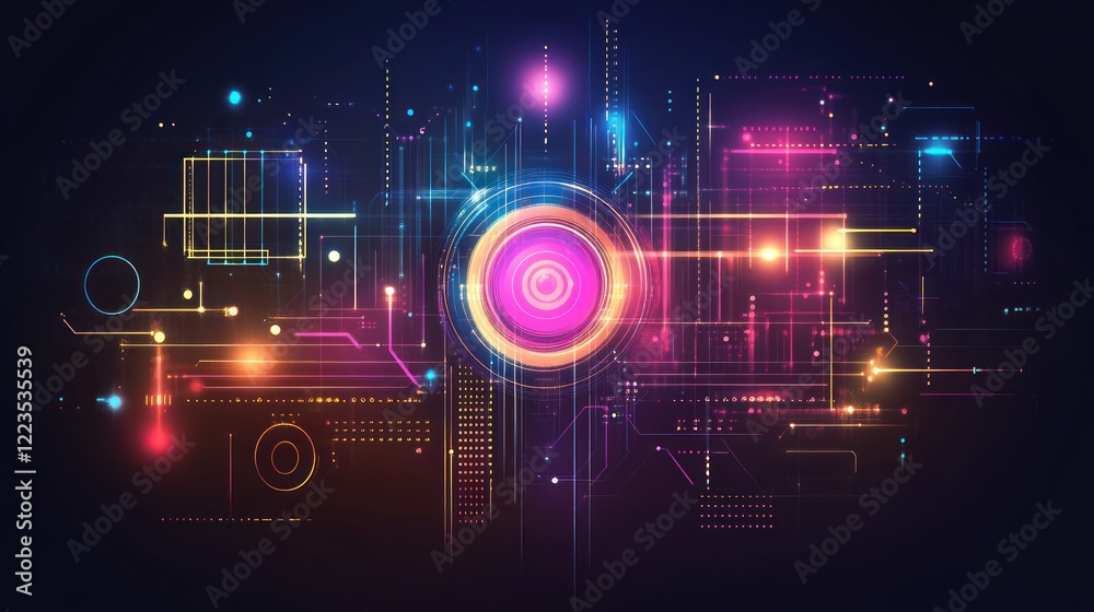 Poster Abstract Digital Network Technology Interface Design