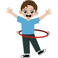 Boy playing hula hoop
