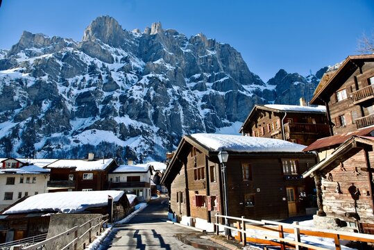 swiss alpine village leukerbad