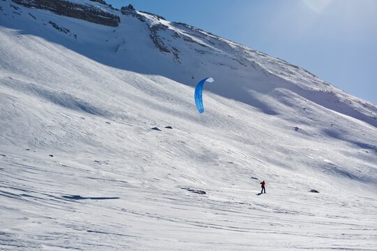 wind skier on the top of mountain