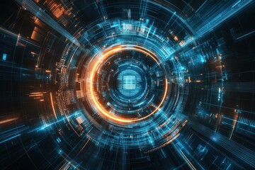 Obraz premium Abstract Digital Tunnel: Futuristic Technology
