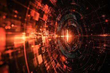 Obraz premium Abstract Digital Tunnel: A Journey into the Cyberspace