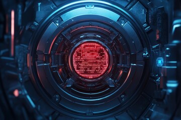 Obraz premium Cyberpunk Futuristic Machine Core: Digital Data Stream