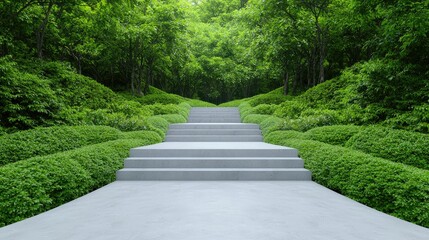 Obraz premium Stone steps leading into lush green forest