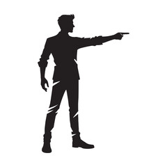Pointing human figure depicted in clean silhouette style - pointing person silhouette - pointing person vector - pointing person illustration - pointing silhouette - pointing vector
