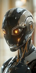 Fototapeta premium Futuristic robot with advanced tech in interior space
