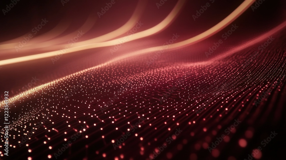 Poster Abstract Red Glowing Grid Pattern Background