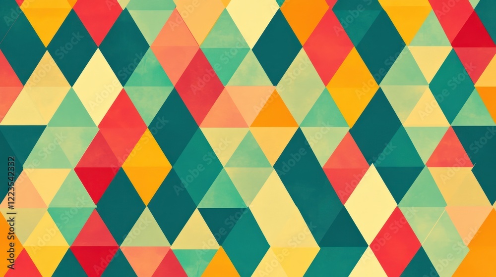 Poster Abstract Geometric Pattern Colorful Triangles Design