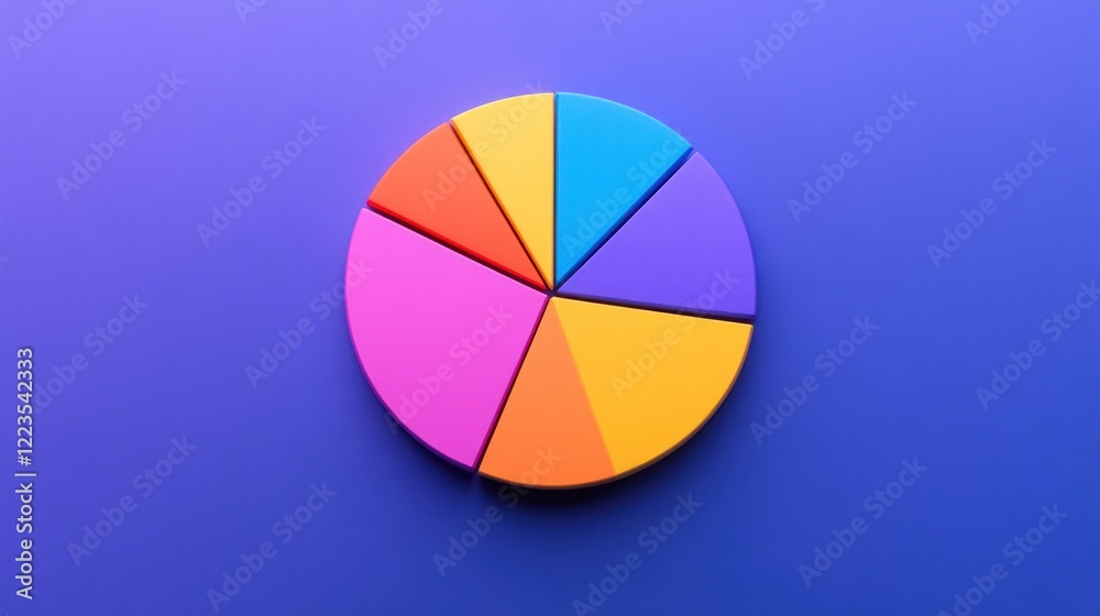 Poster colorful six section pie chart data visualization
