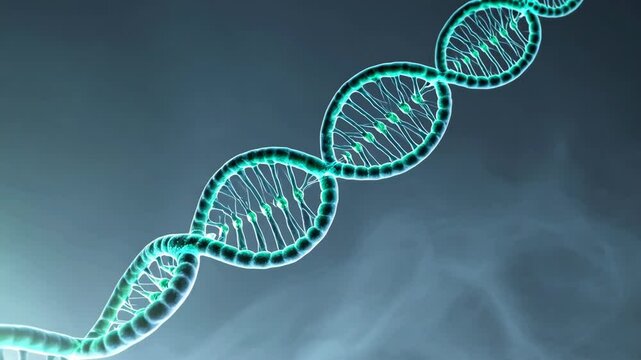 detailed animation of DNA strands replicating in a glowing environment