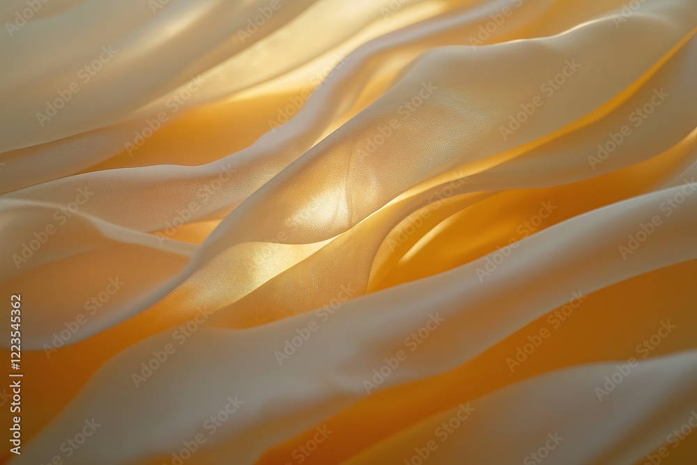 Poster a shimmering silk fabric with flowing folds and deep shadows