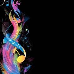 Vibrant Rainbow Music Notes: An Energetic Abstract Design