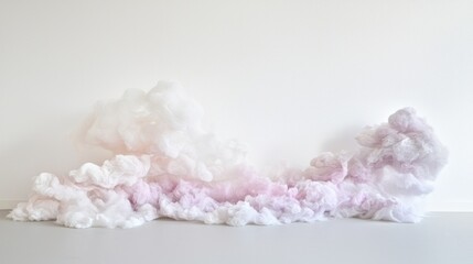 Soft pastel cloudscape against a white wall