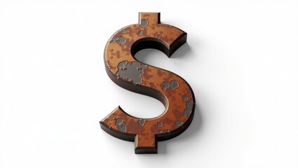 Naklejka premium Rustic 3d dollar sign with metallic texture
