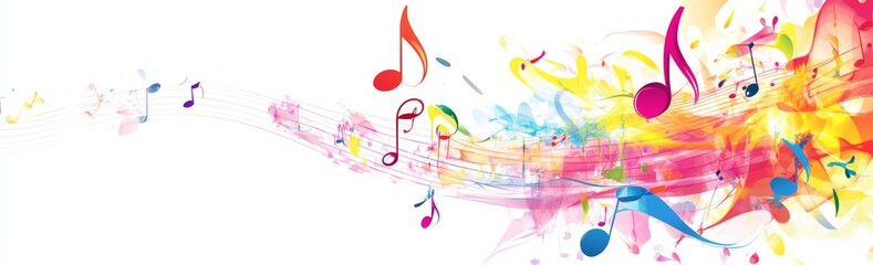 Colorful Musical Notes Watercolor Abstract Art