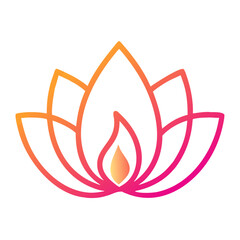 Outline lotus flower with inner flame