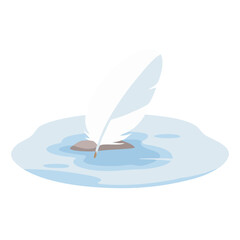 White feather floating on water