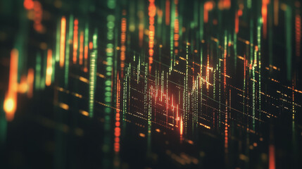 Obraz premium Abstract black background with Colorful charts and graphs with statistics to innovative analyze business potential and forecast future development of companies growth.