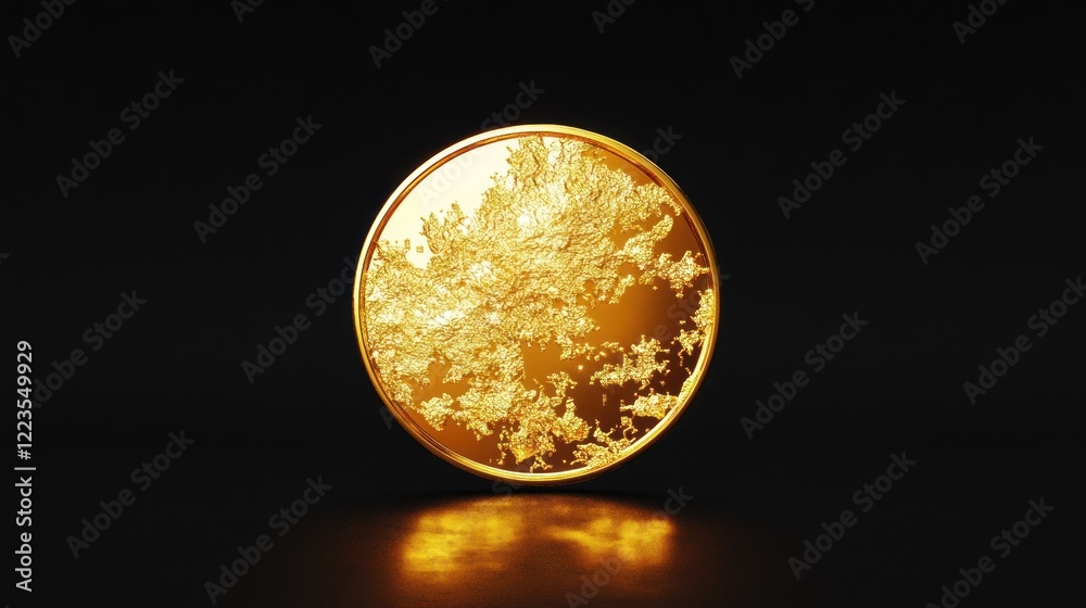 Aufkleber Golden Circular Object With Textured Surface