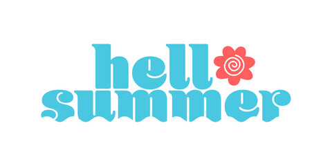 hello summer hand drawn lettering isolated on white background. handwritten, calligraphy design vector illustration.