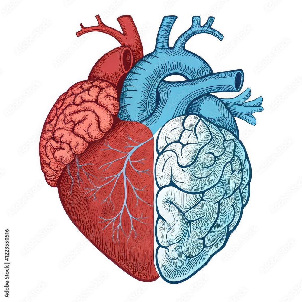 Wall mural understanding the connection between heart and brain anatomy. generative ai