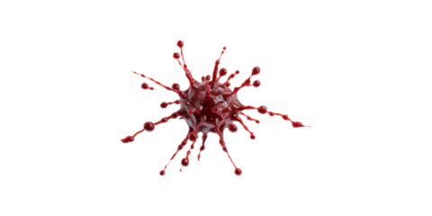 Red paint splash explosion isolated on transparent background