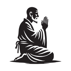 Praying person silhouette for calm and thoughtful designs - praying person silhouette - praying person vector - praying person illustration - praying silhouette - praying vector
