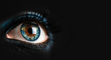 Fototapeta premium Close-up of blue eye with striking details