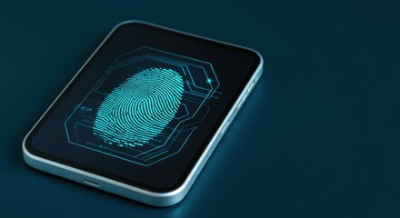 Smartphone with biometric fingerprint scanner on screen for security authentication