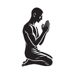 Simple silhouette of a praying figure for religious purposes - praying person silhouette - praying person vector - praying person illustration - praying silhouette - praying vector
