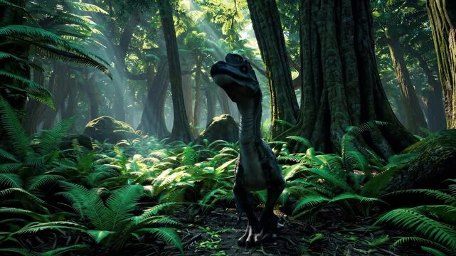 Dilophosaurus dinosaur in the wilderness