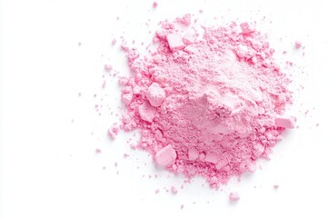 Fototapeta premium Collagen powder heap on a white surface Overhead view