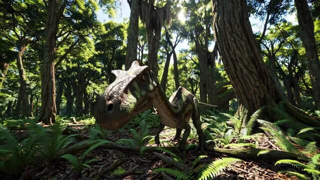 Dilophosaurus dinosaur in the wilderness