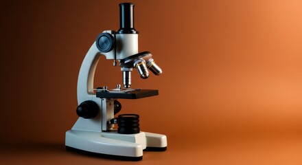 Microscope on brown background