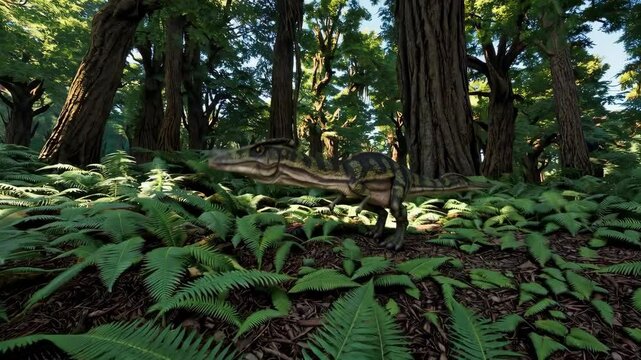 Dilophosaurus dinosaur in the wilderness