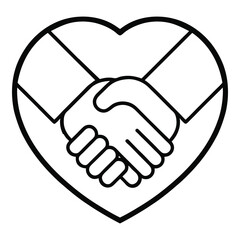 Fototapeta premium Heart shaped handshake vector stylized silhouette