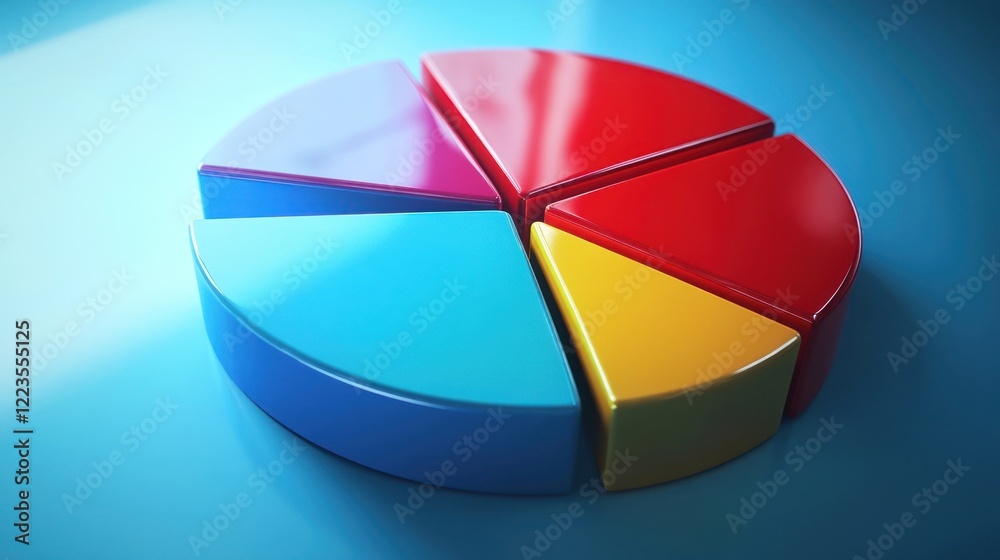 Poster colorful three dimensional pie chart graphic representation
